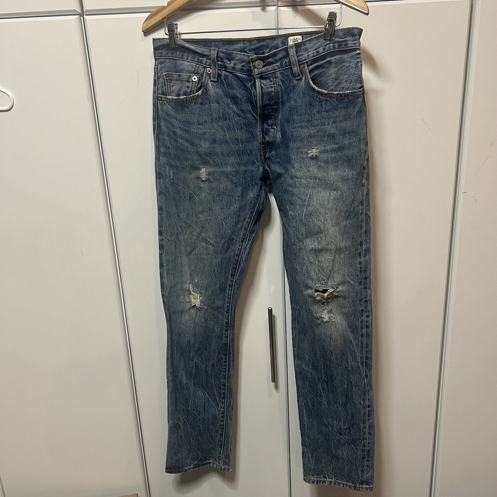 Levis 501 White Oak Cone Denim Jeans Mens 29x32 Distressed Wash 12501-0234